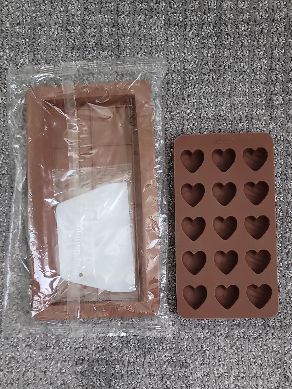 (1) Silicone Chocolate Heart Mold + (2) Square Mold